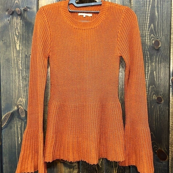 Tularosa Courage Sweater XS Rust Burnt Orange Peplum Bell Sleeves Boho Fall Cozy - Picture 1 of 8